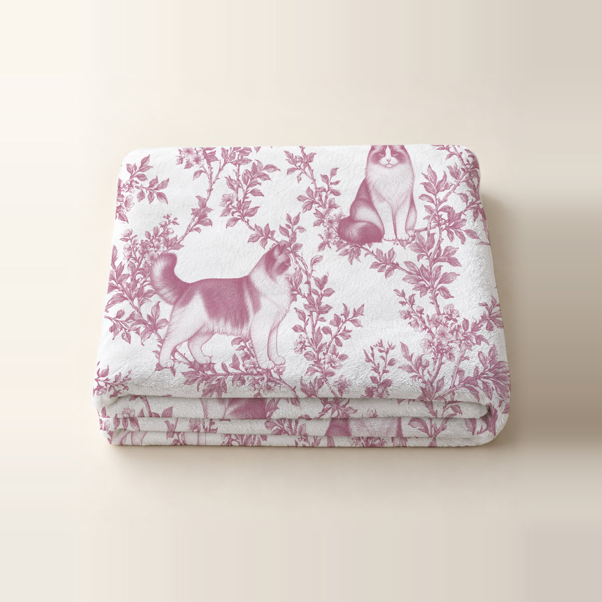 Ragdoll toile de Jouy blanket - Pink Thumbnail