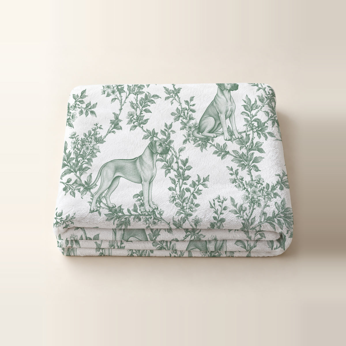 Rhodesian Ridgeback toile de Jouy blanket - Green Thumbnail