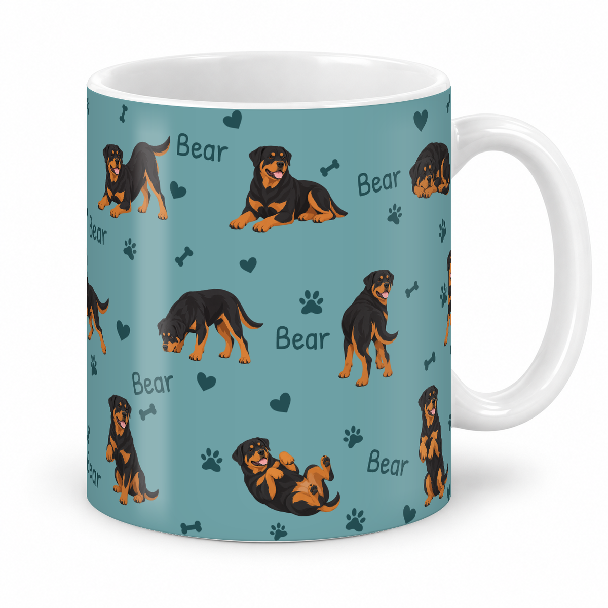 Rottweiler personalized name mug — Muted Teal Studio