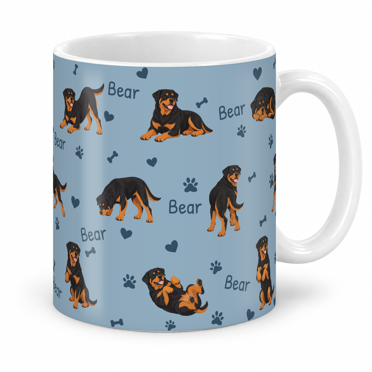 Rottweiler personalized name mug — Dusty Blue Studio