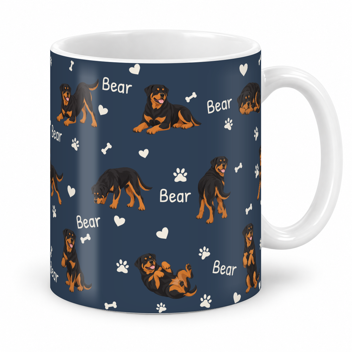 Rottweiler personalized name mug — Deep Navy Studio