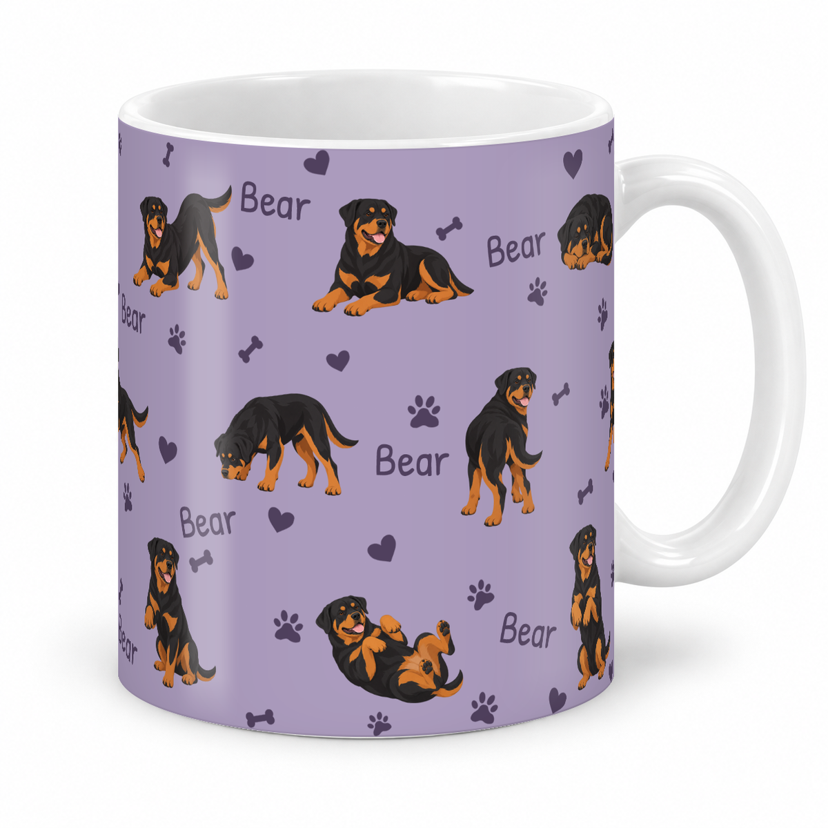 Rottweiler personalized name mug — Soft Lavender Studio