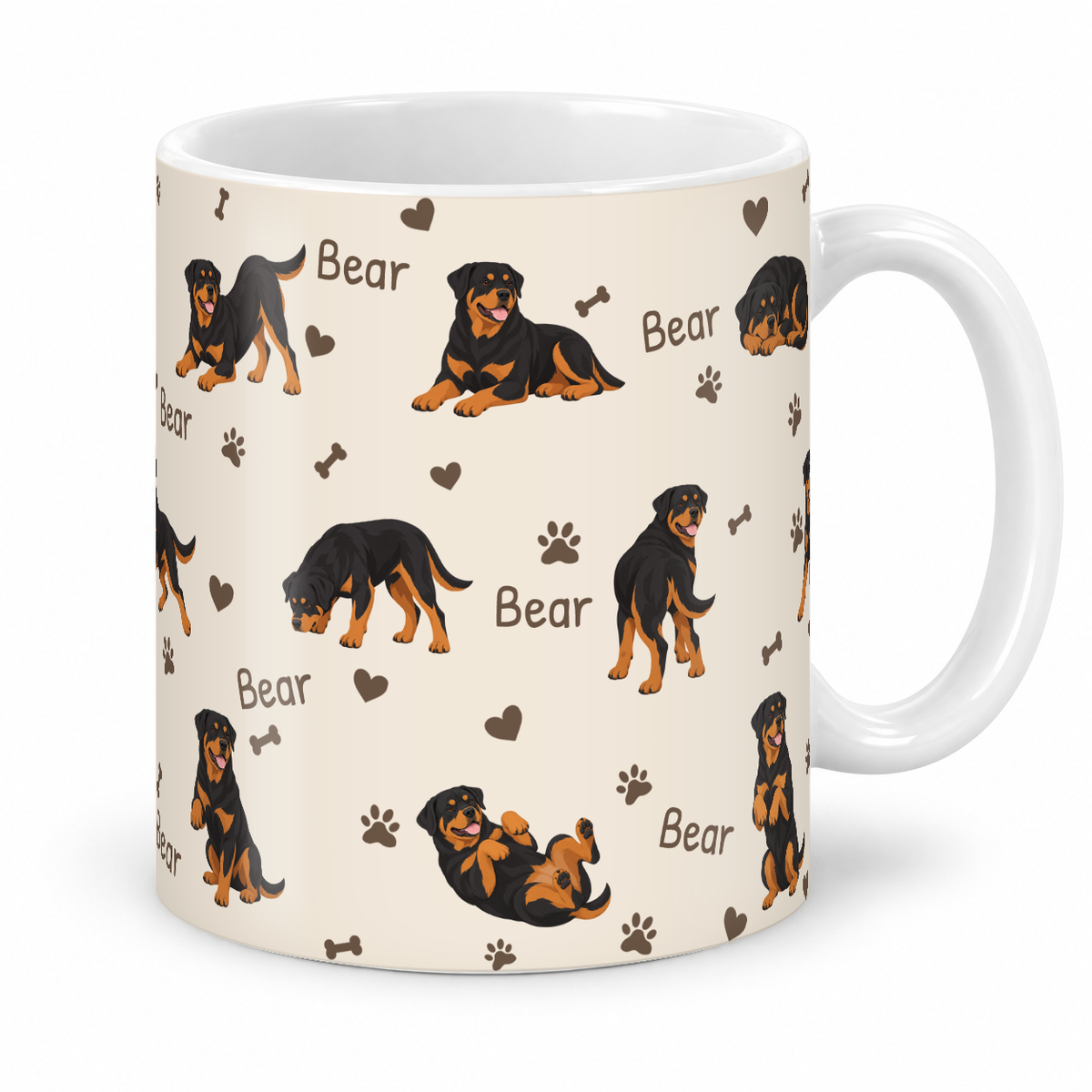 Rottweiler personalized name mug — Warm Ivory Studio