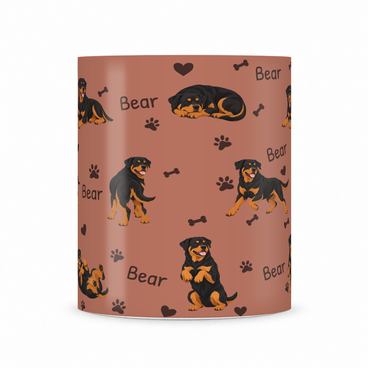 Rottweiler personalized name mug — Muted Terracotta Front
