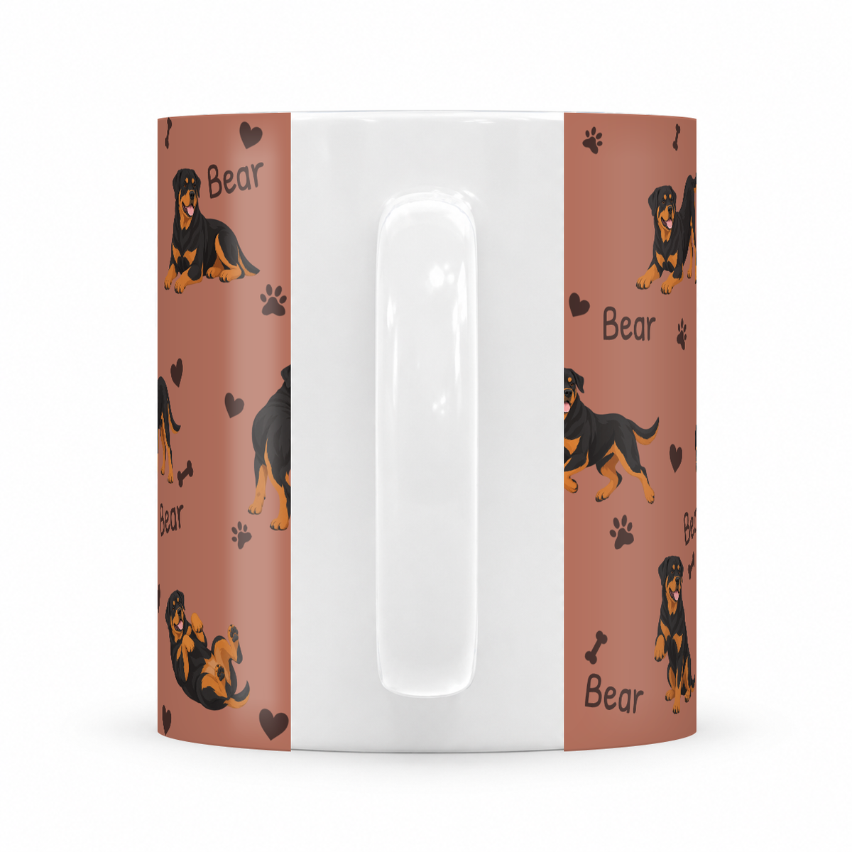 Rottweiler personalized name mug — Muted Terracotta Handle