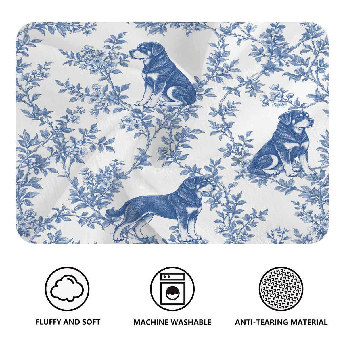 Rottweiler toile de Jouy blanket - Blue Blanket Features