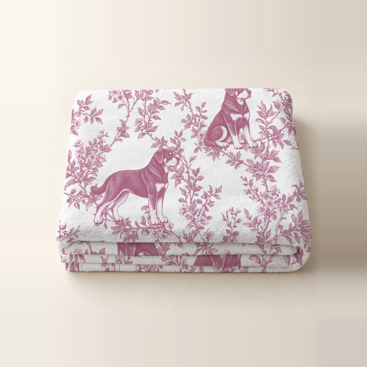 Rottweiler toile de Jouy blanket - Pink Thumbnail