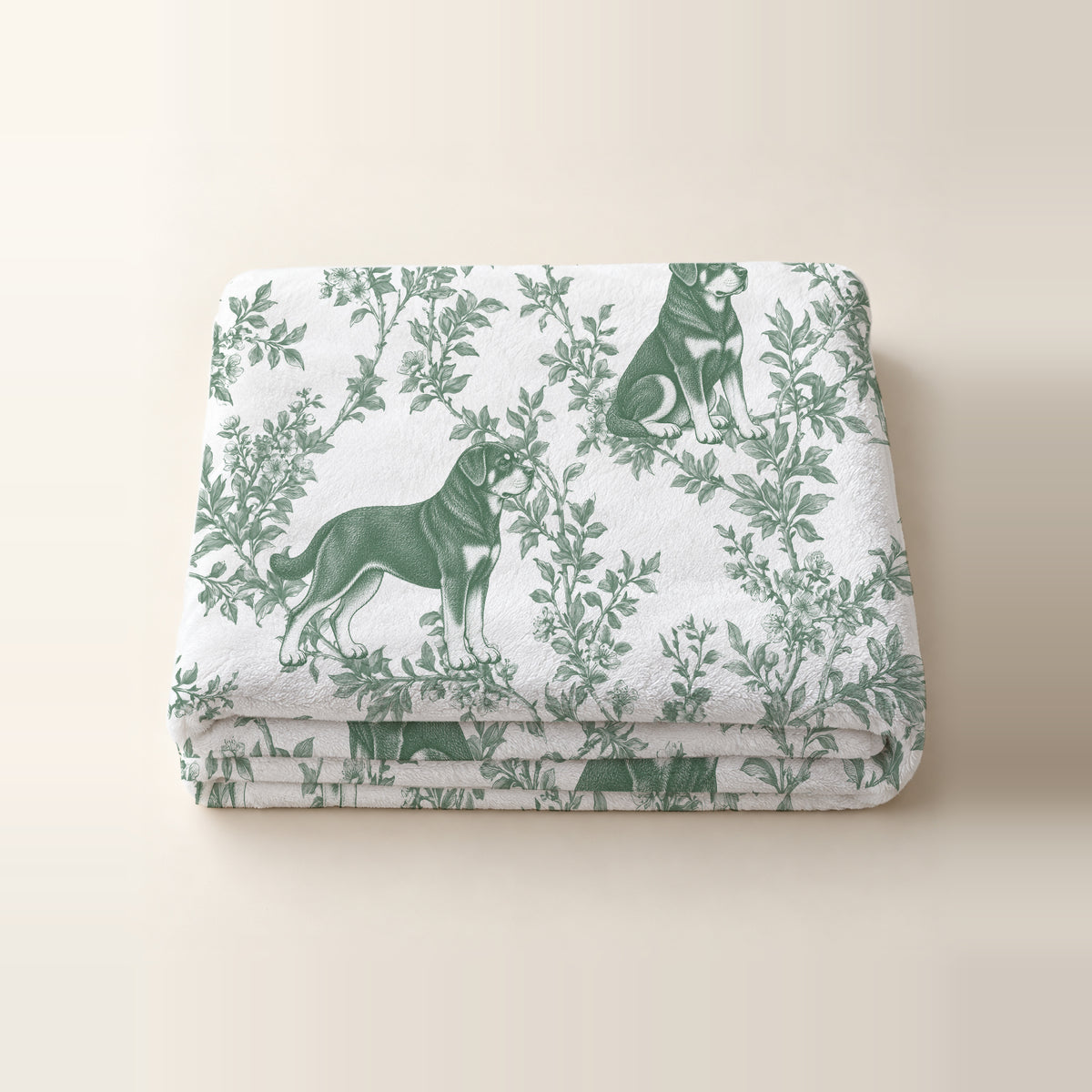 Rottweiler toile de Jouy blanket - Green Thumbnail