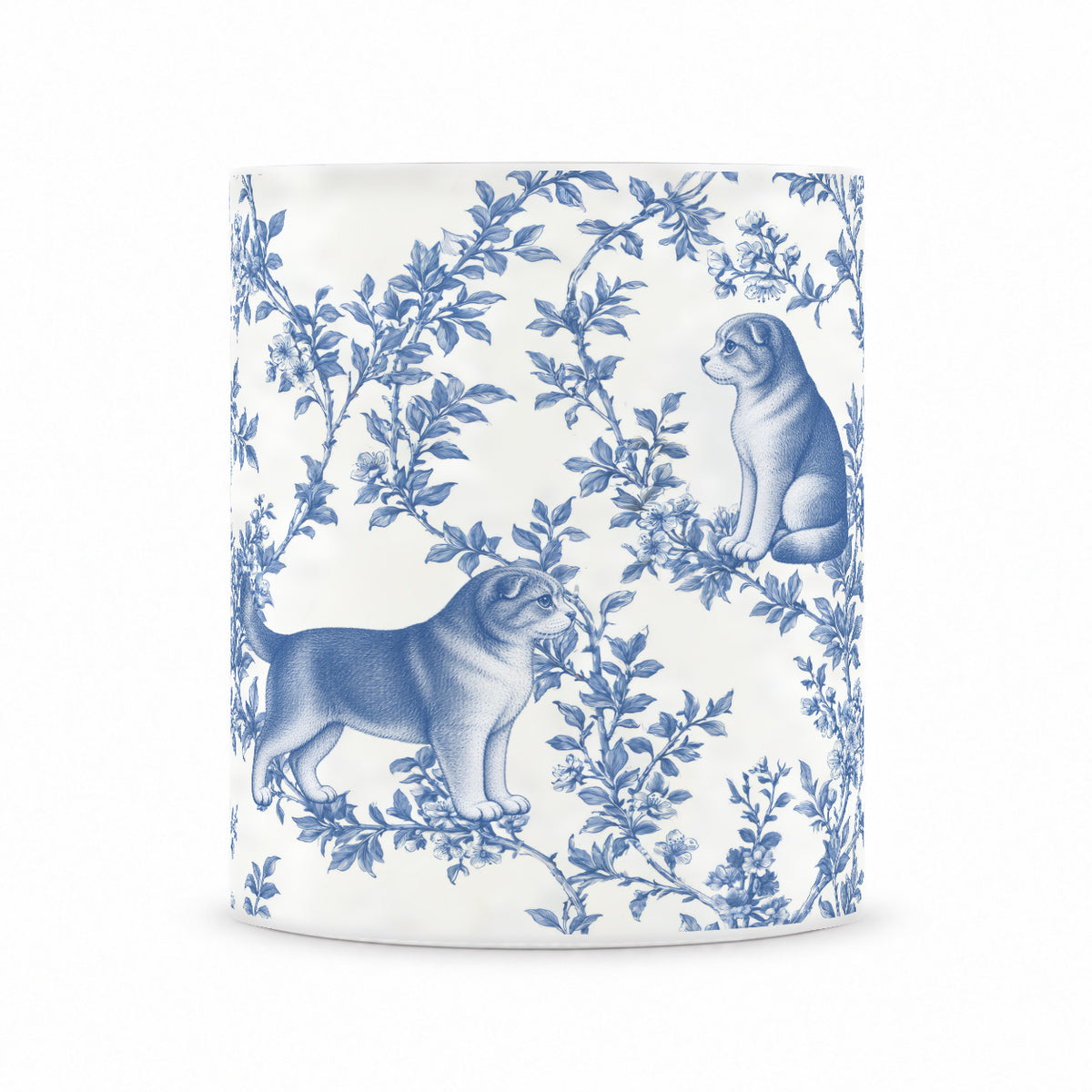 Scottish Fold toile mug — Blue Front View