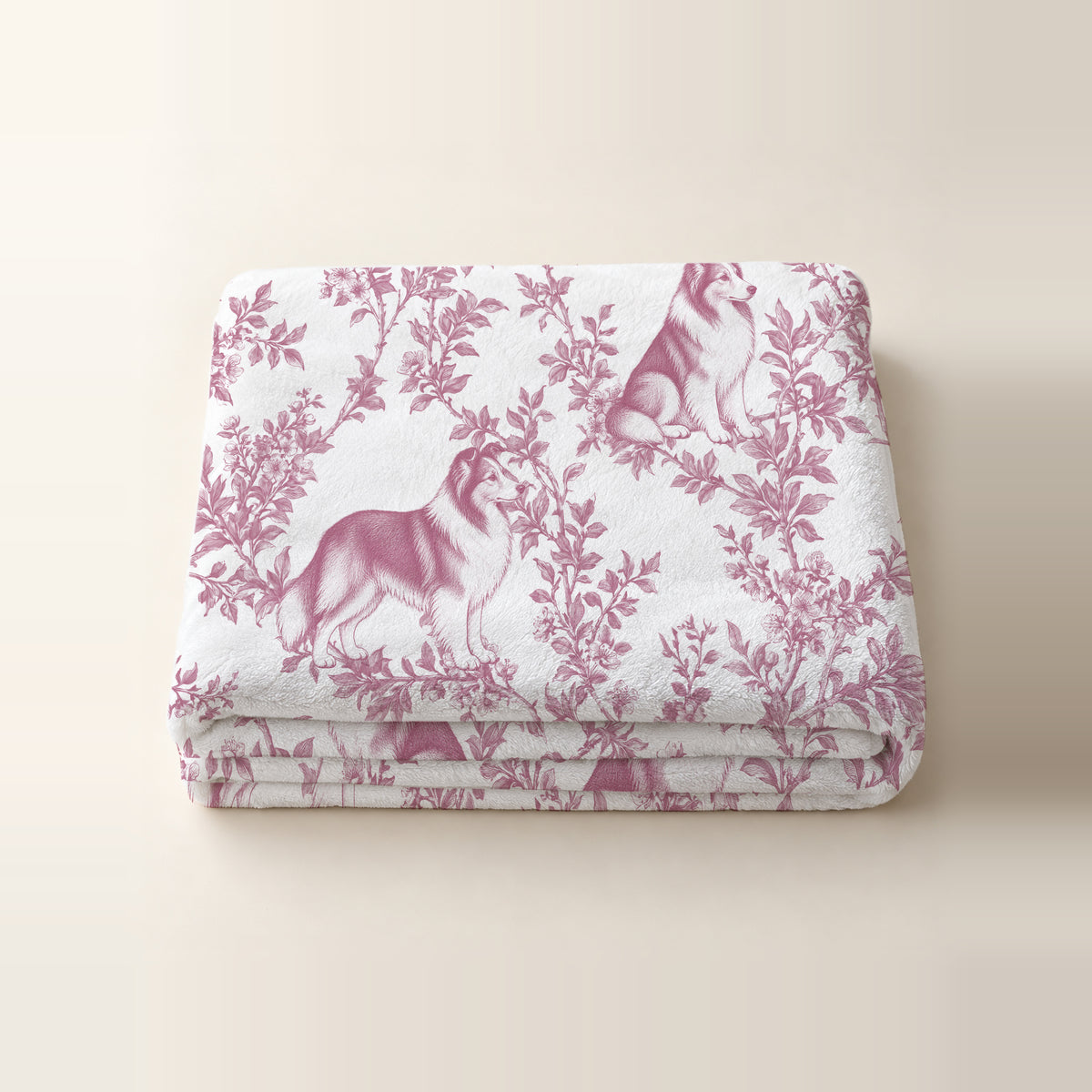 Shetland Sheepdog toile de Jouy blanket - Pink Thumbnail