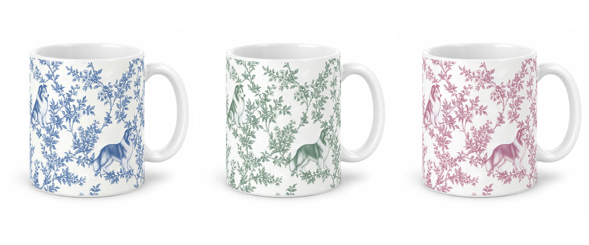 Shetland Sheepdog toile mug — Three Colors