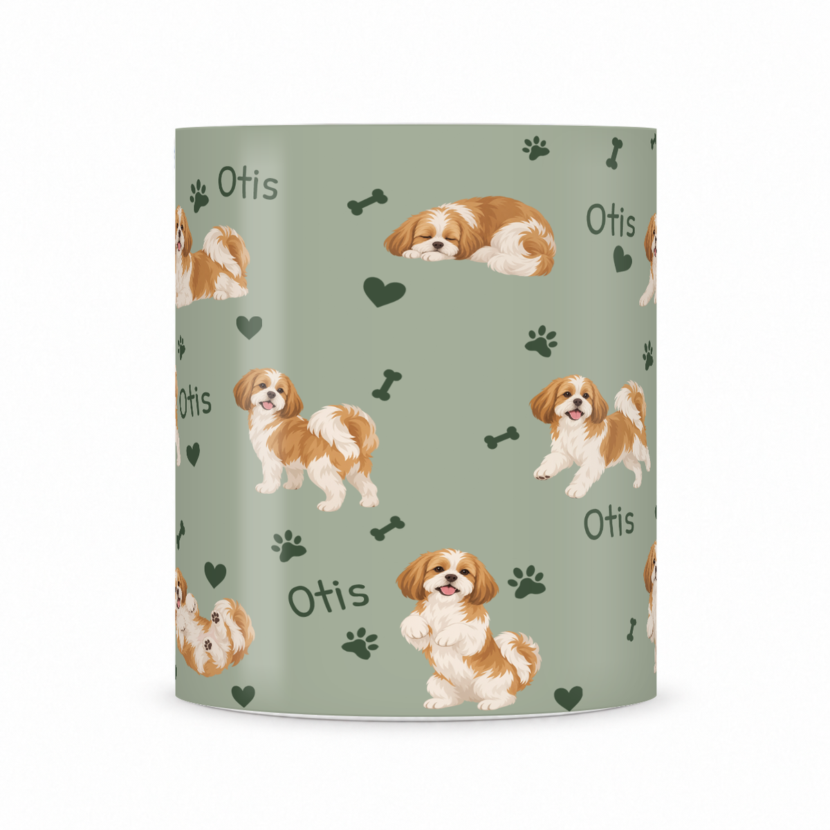 Shih Tzu personalized name mug — Soft Sage Front