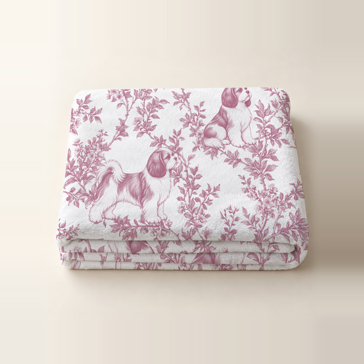 Shih Tzu toile de Jouy blanket - Pink Thumbnail