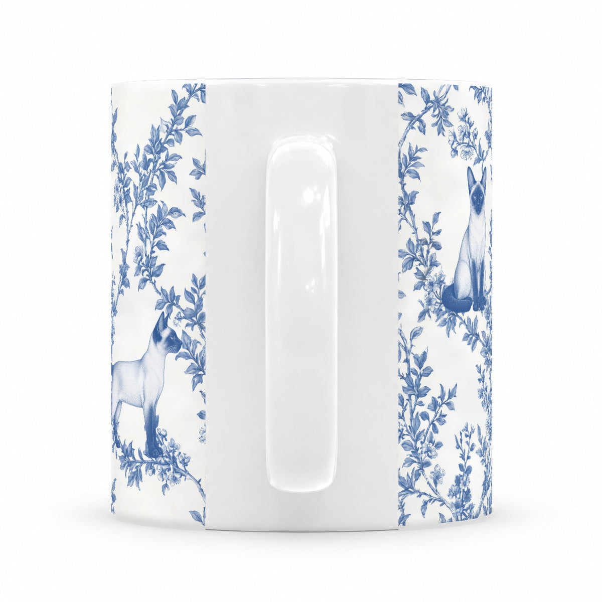 Siamese toile mug — Blue Handle View