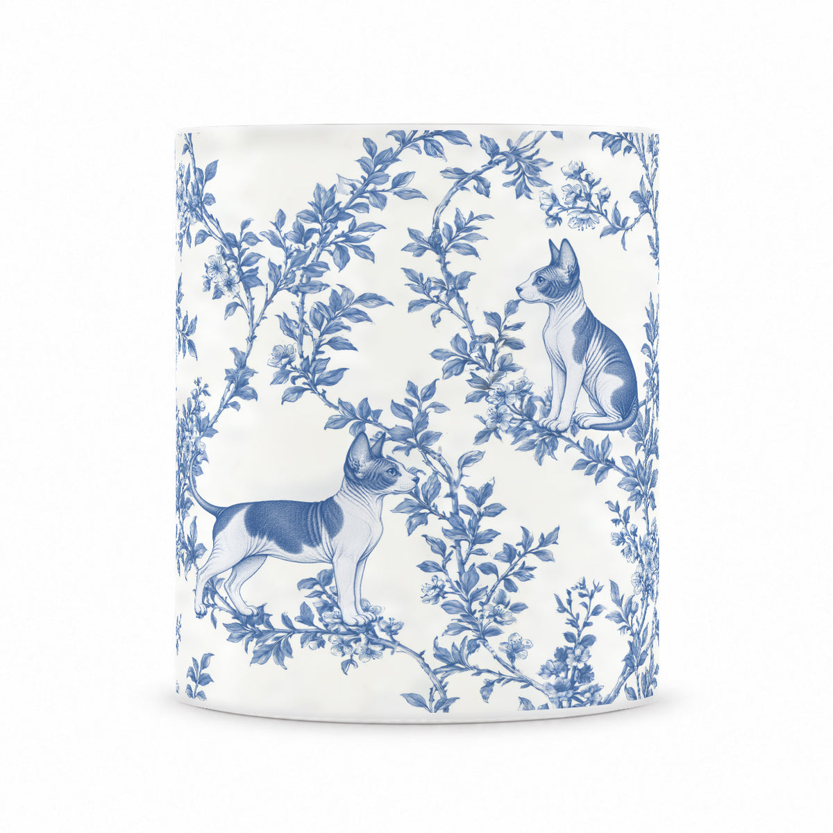 Sphynx toile mug — Blue Front View