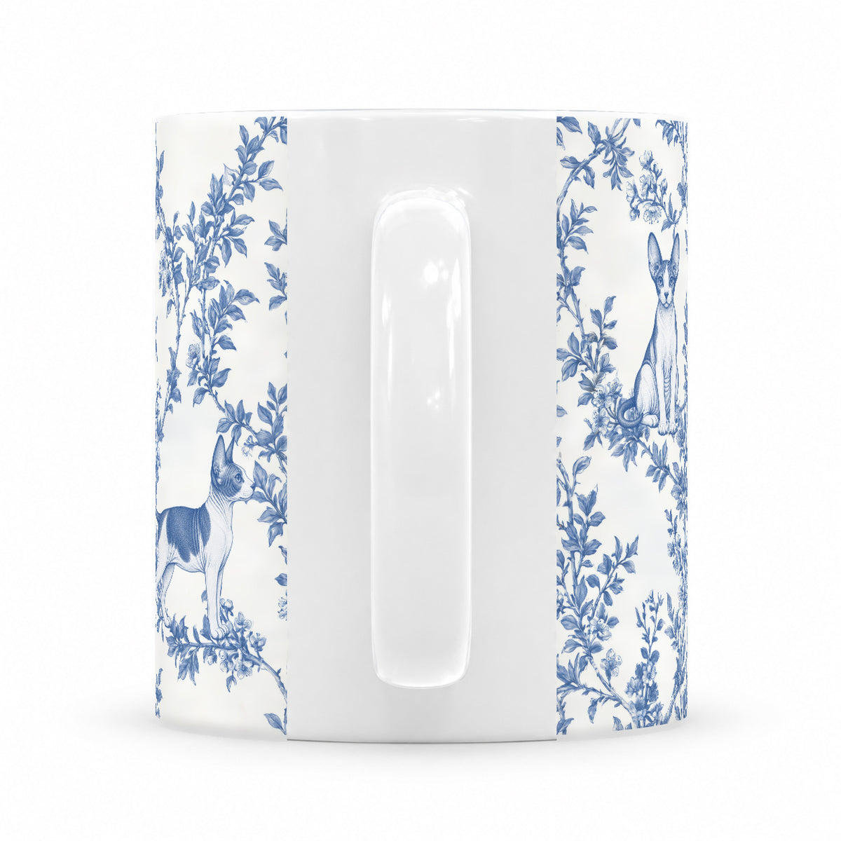 Sphynx toile mug — Blue Handle View