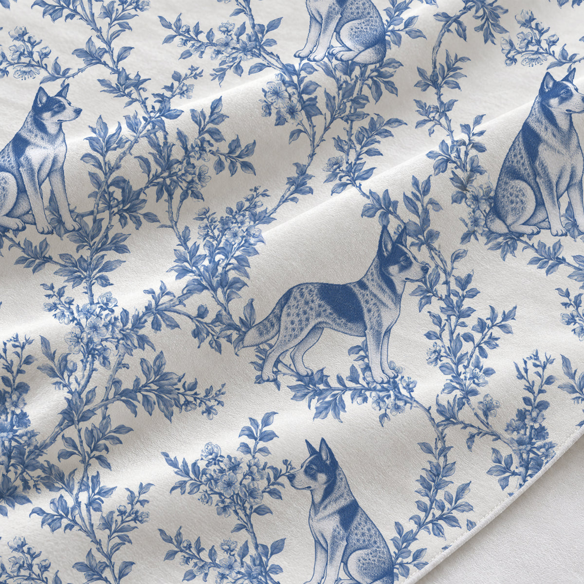 Australian Cattle Dog toile de Jouy table runner mockup