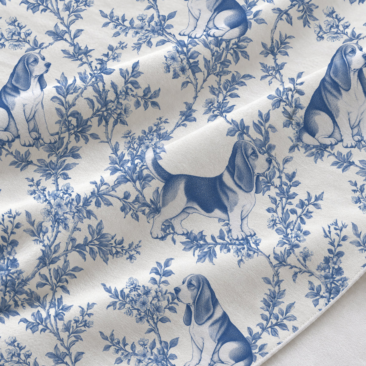 Basset Hound toile de Jouy table runner mockup