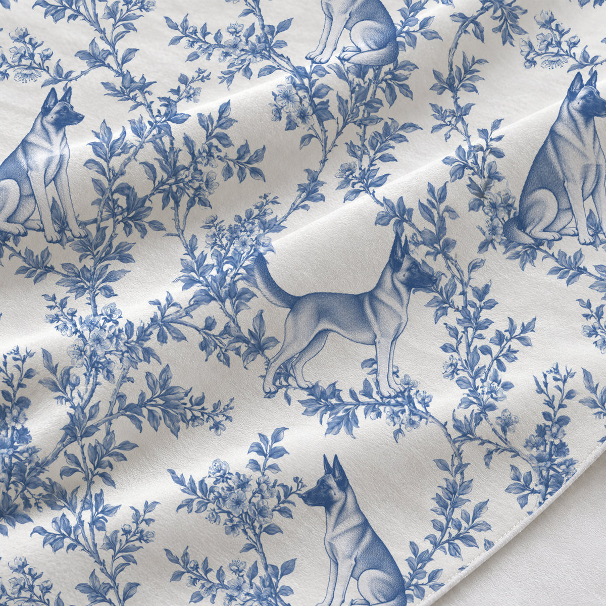 Belgian Malinois toile de Jouy table runner mockup
