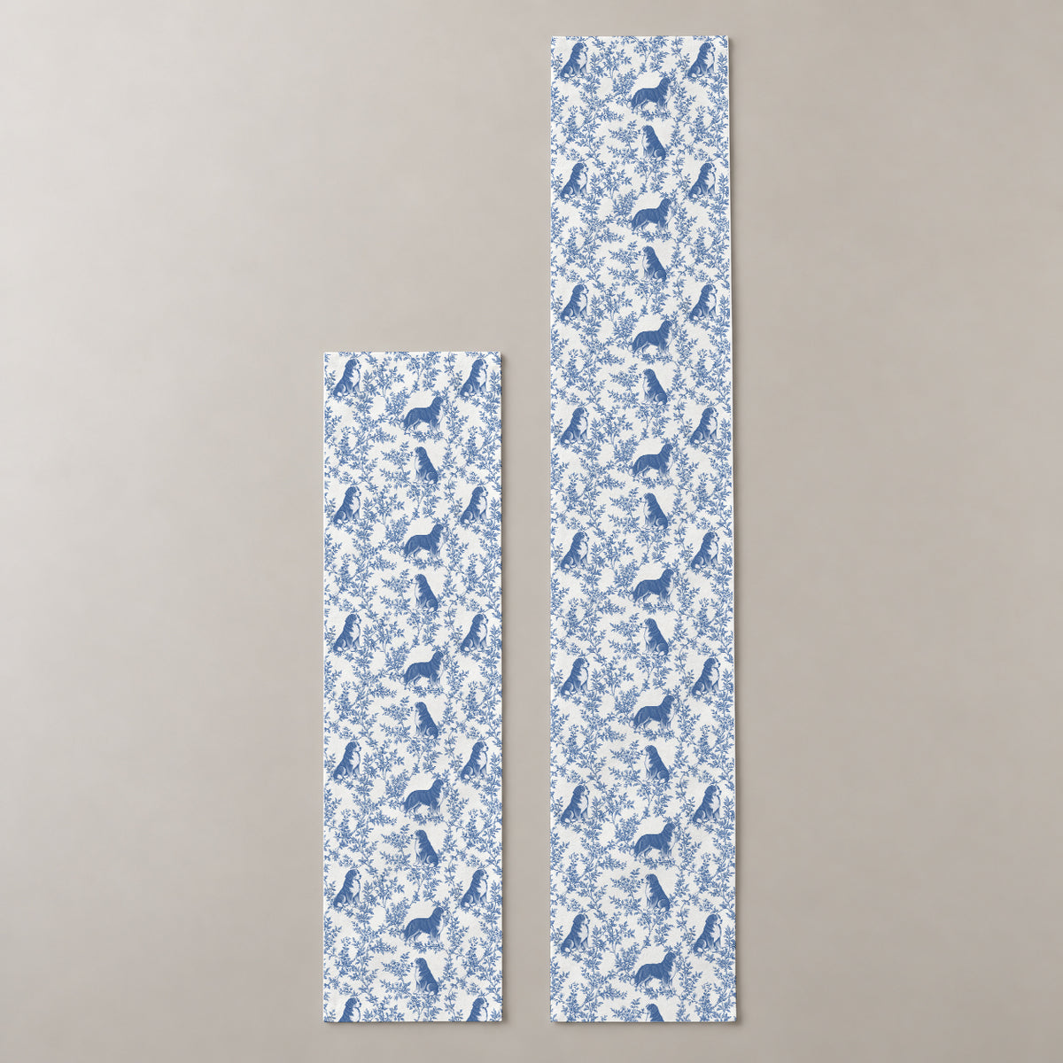 Bernese Mountain Dog toile de Jouy table runner mockup