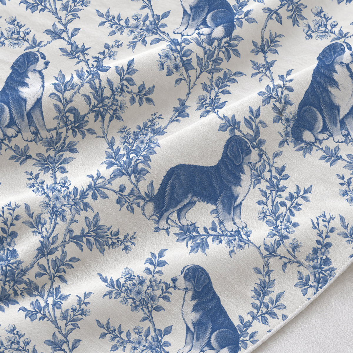 Bernese Mountain Dog toile de Jouy table runner mockup
