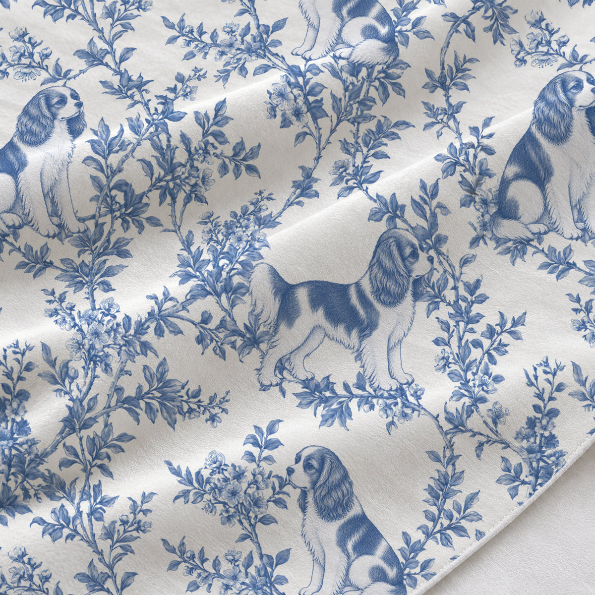 Cavalier King Charles Spaniel toile de Jouy table runner mockup