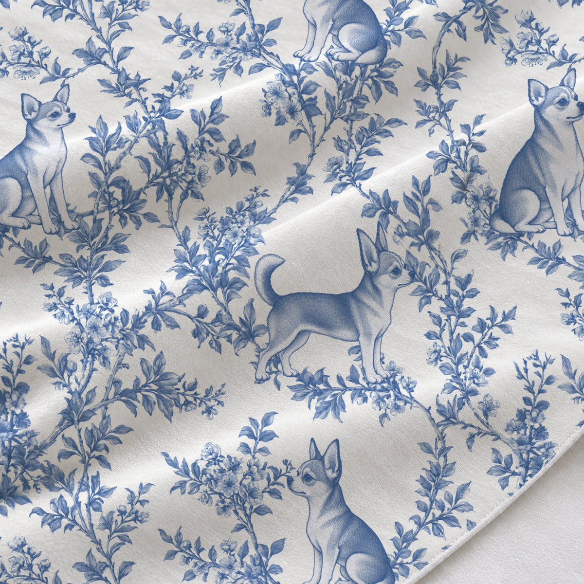 Chihuahua toile de Jouy table runner mockup