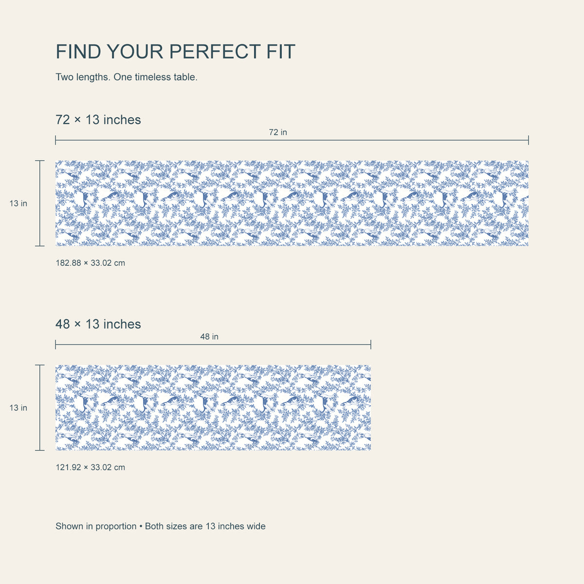 Table runner size chart