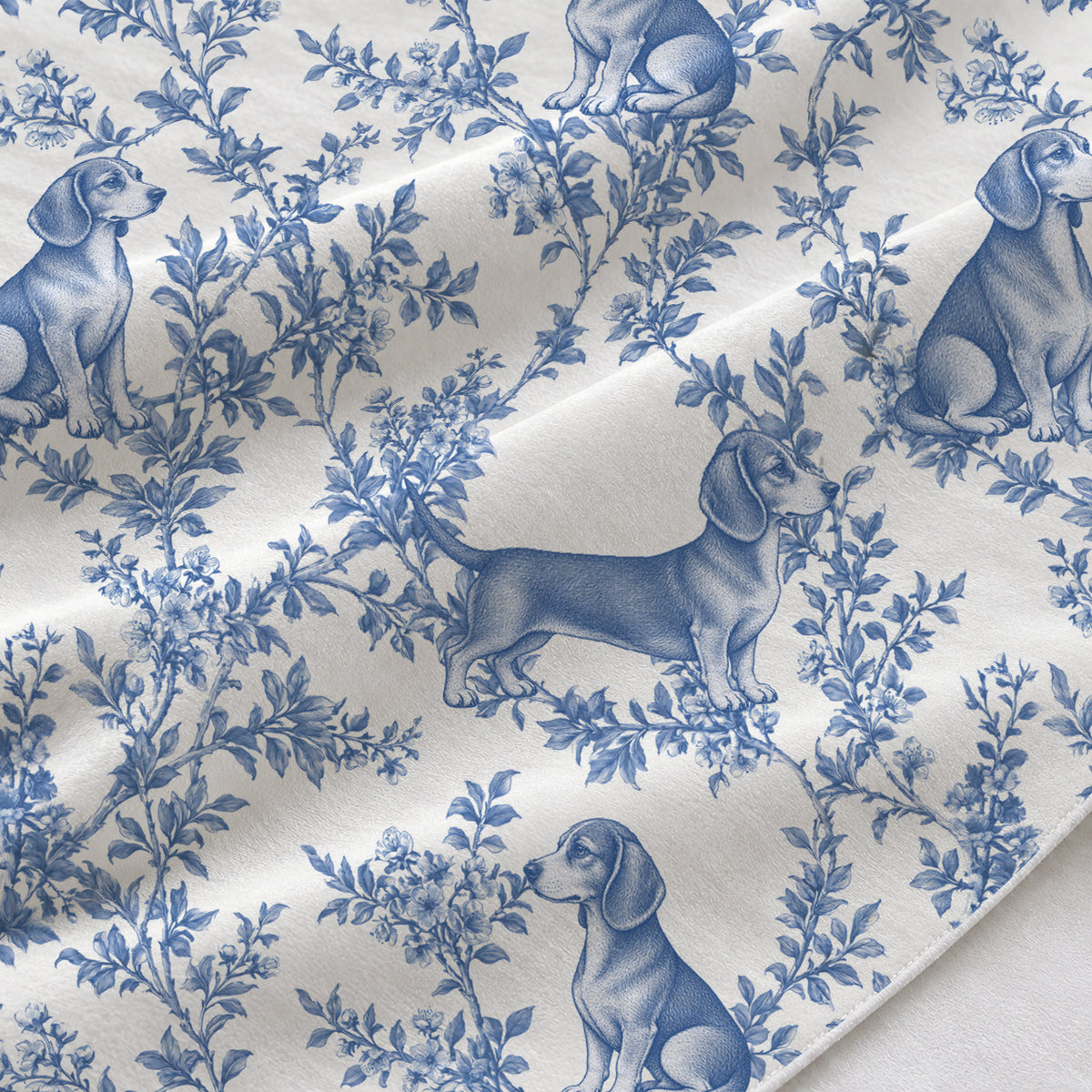 Dachshund toile de Jouy table runner mockup