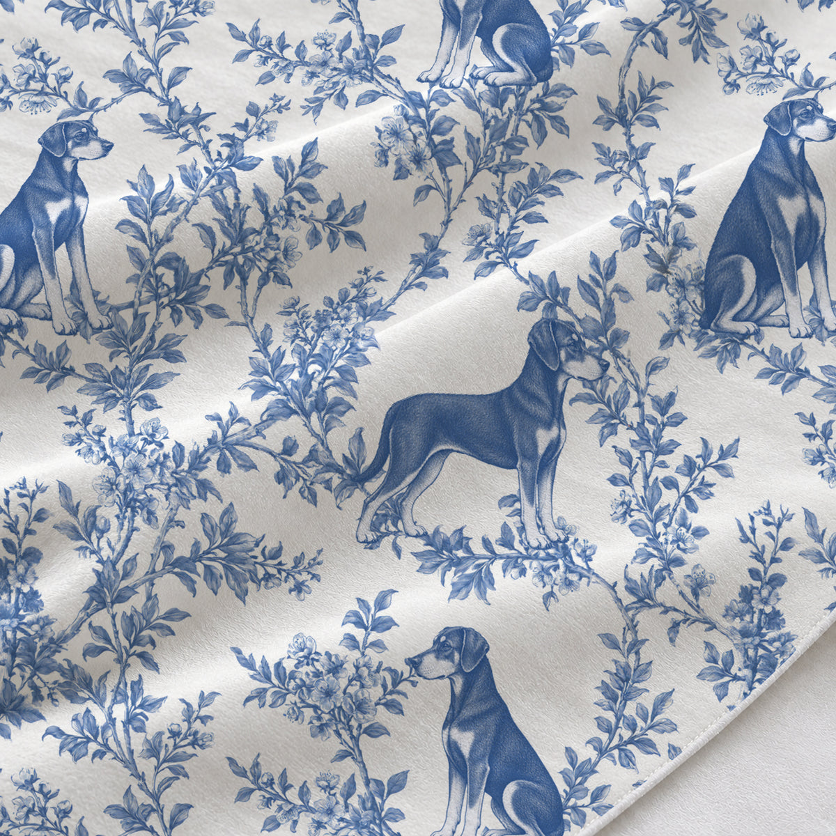 Doberman Pinscher toile de Jouy table runner mockup