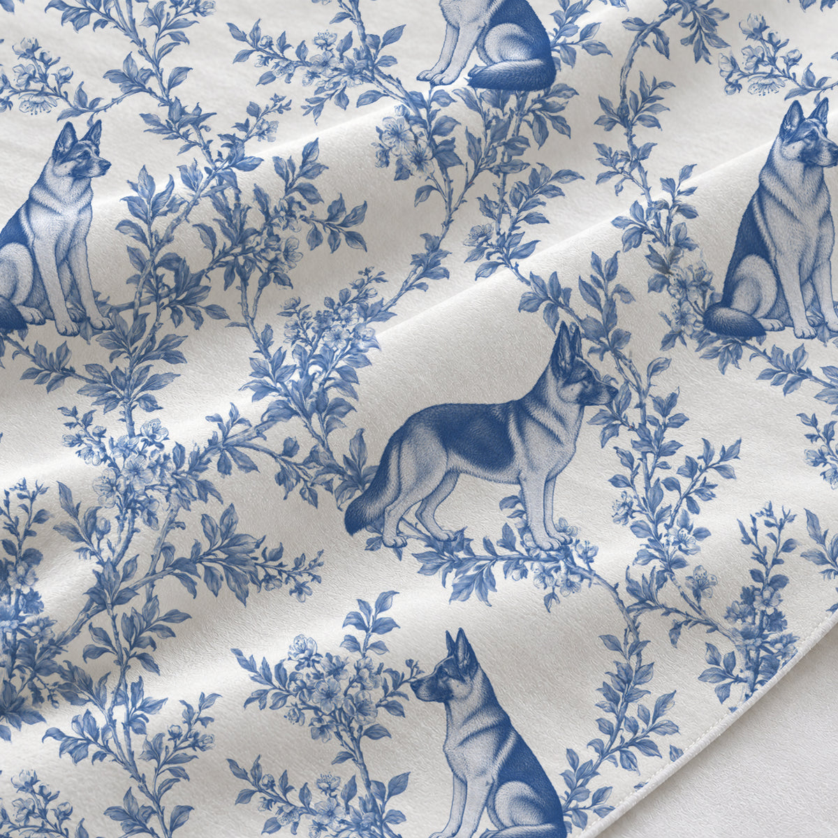 German Shepherd Dog toile de Jouy table runner mockup