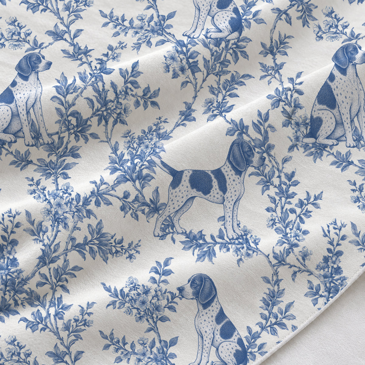 German Shorthaired Pointer toile de Jouy table runner mockup