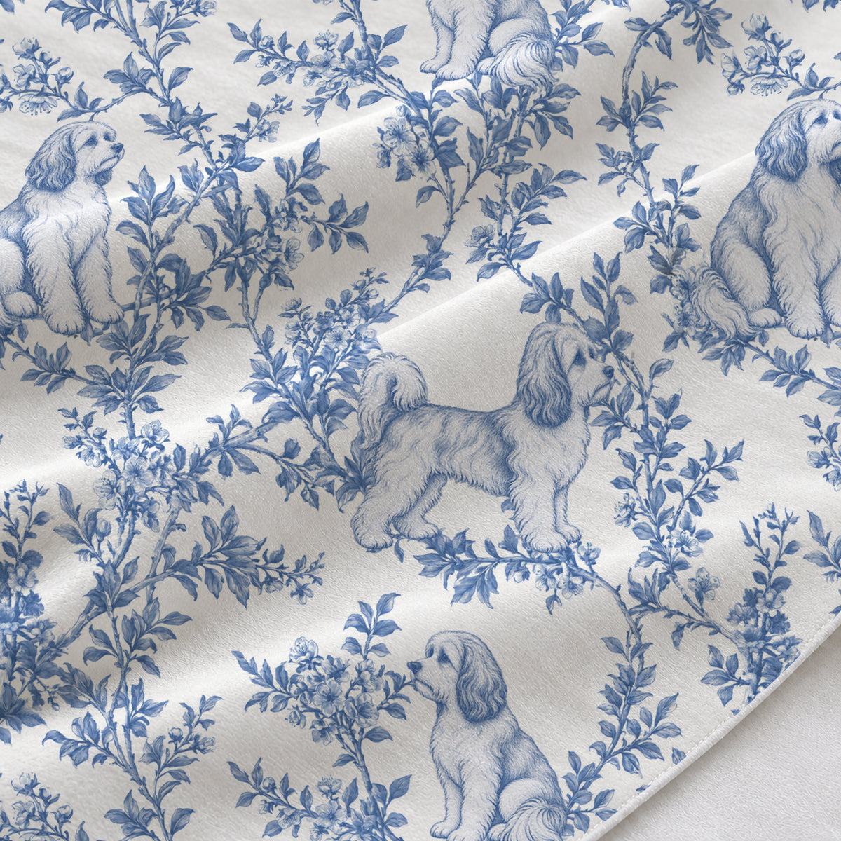 Havanese toile de Jouy table runner mockup