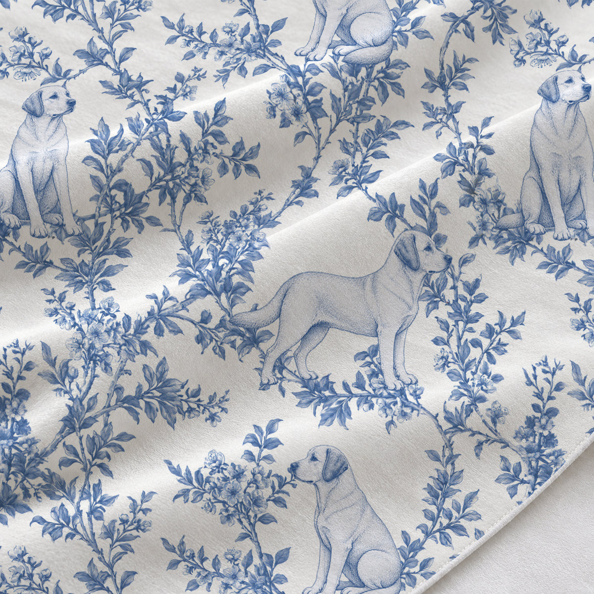Labrador Retriever toile de Jouy table runner mockup