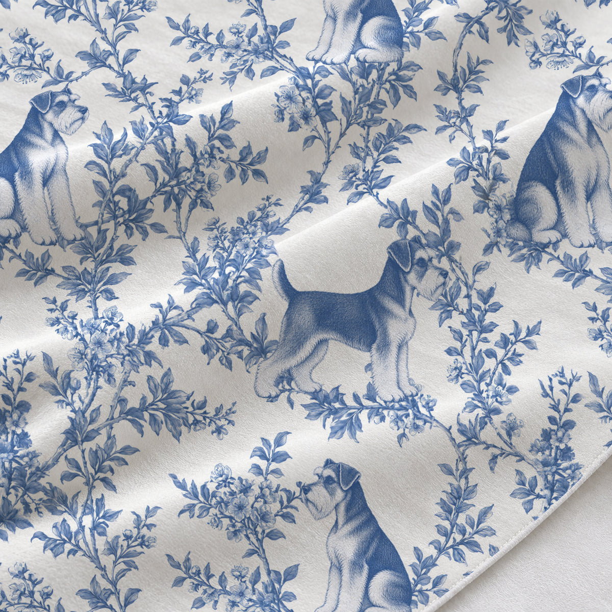 Miniature Schnauzer toile de Jouy table runner mockup