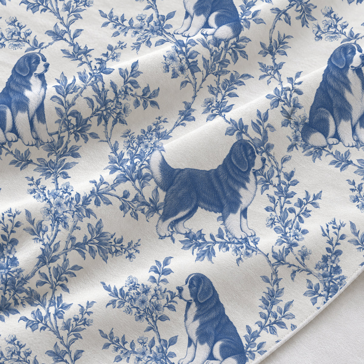 Newfoundland toile de Jouy table runner mockup