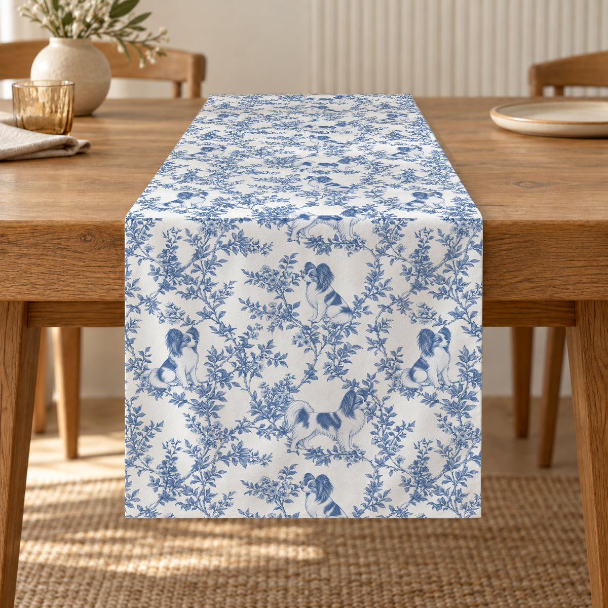 Papillon toile de Jouy table runner mockup