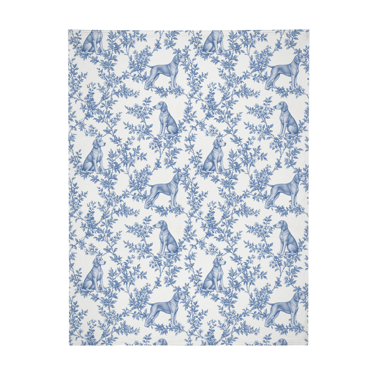 Vizsla toile de Jouy blanket - Blue Blanket Flat