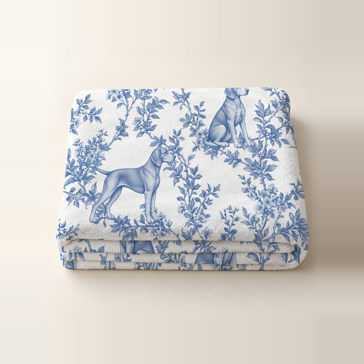 Vizsla toile de Jouy blanket - Blue Blanket Folded Studio