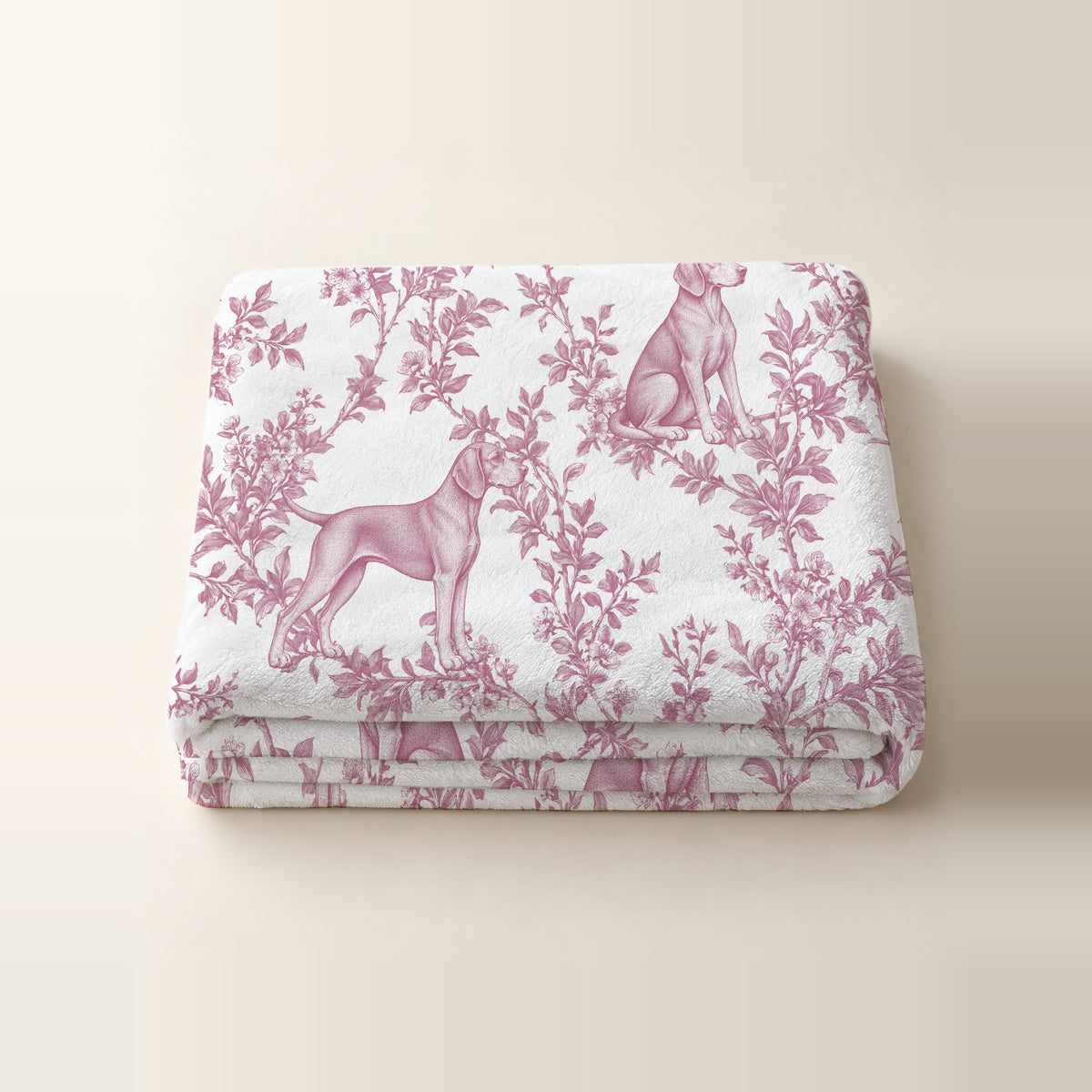 Vizsla toile de Jouy blanket - Pink Thumbnail