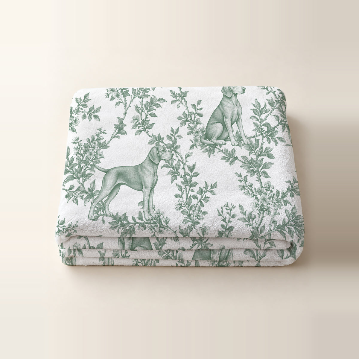 Vizsla toile de Jouy blanket - Green Thumbnail