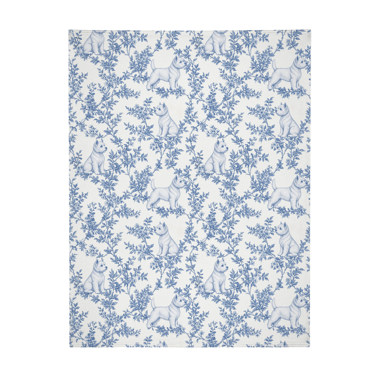 West Highland White Terrier toile de Jouy blanket - Blue Blanket Flat