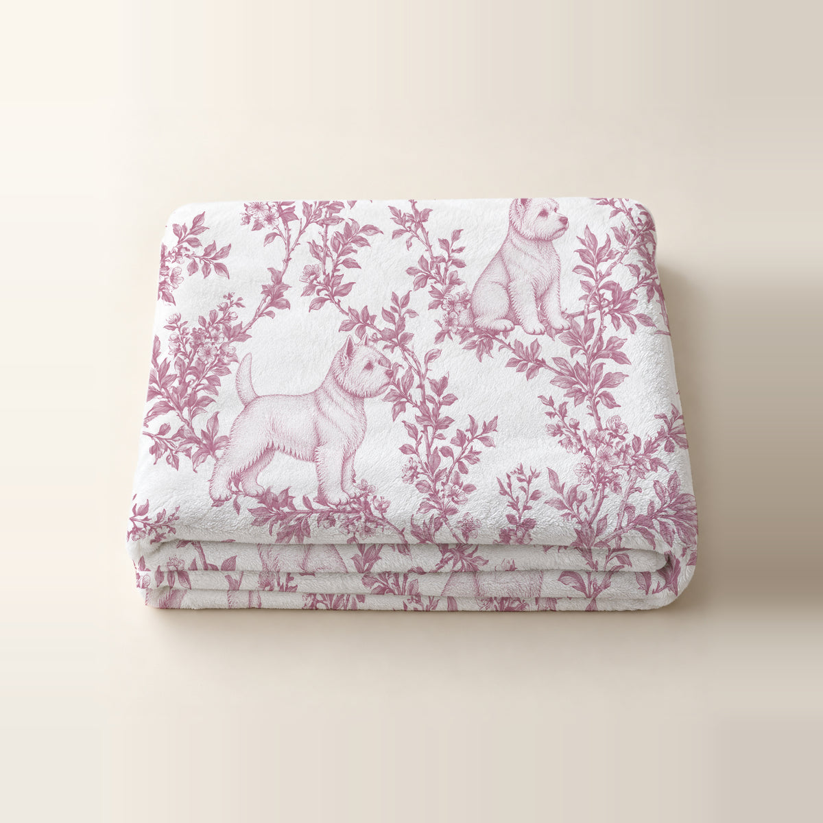 West Highland White Terrier toile de Jouy blanket - Pink Thumbnail