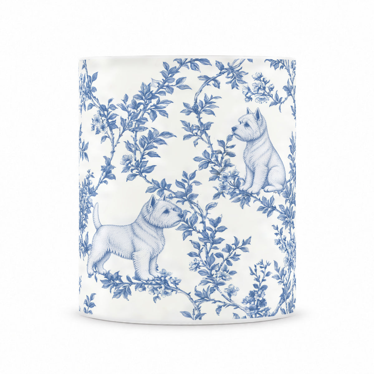West Highland White Terrier toile mug — Blue Front View