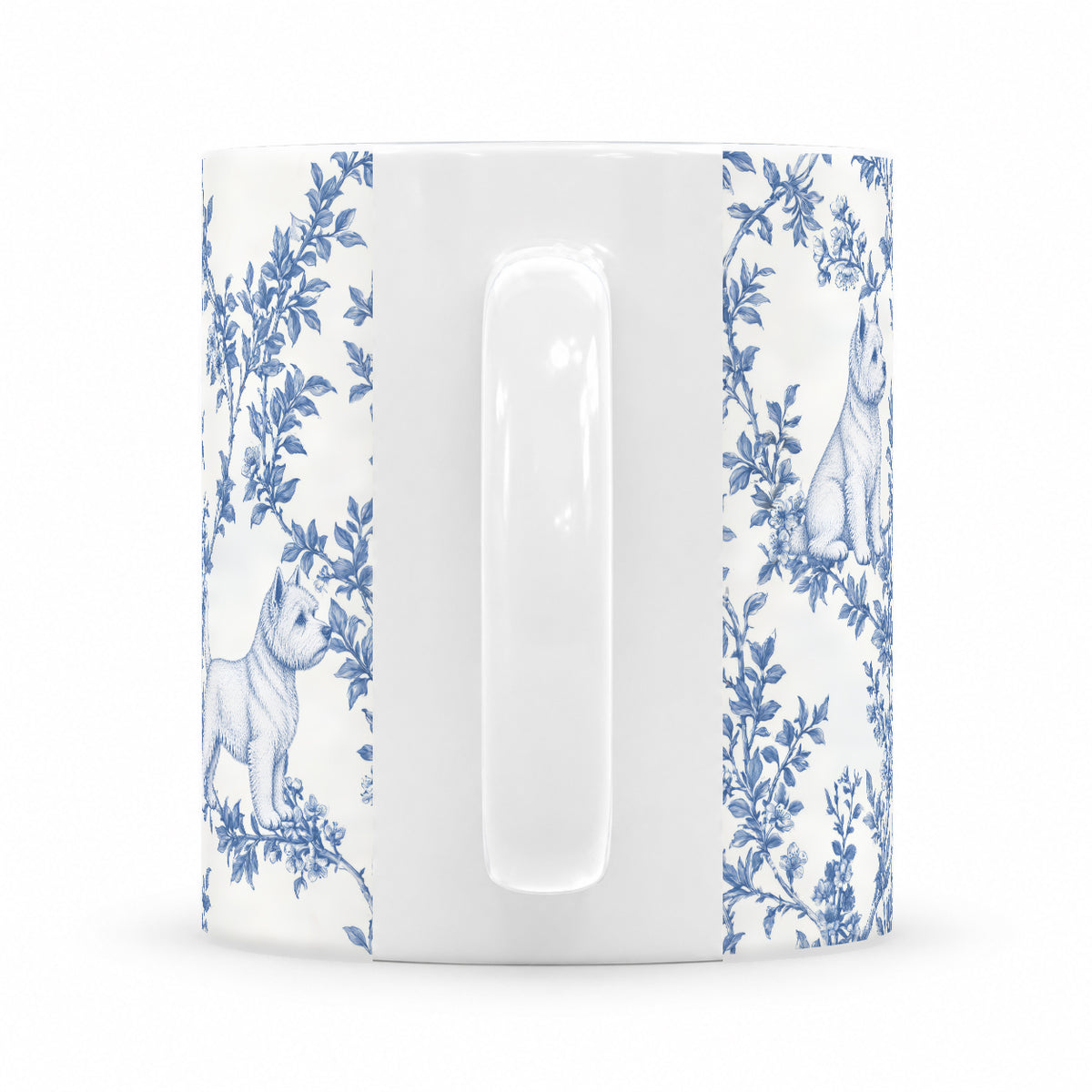 West Highland White Terrier toile mug — Blue Handle View