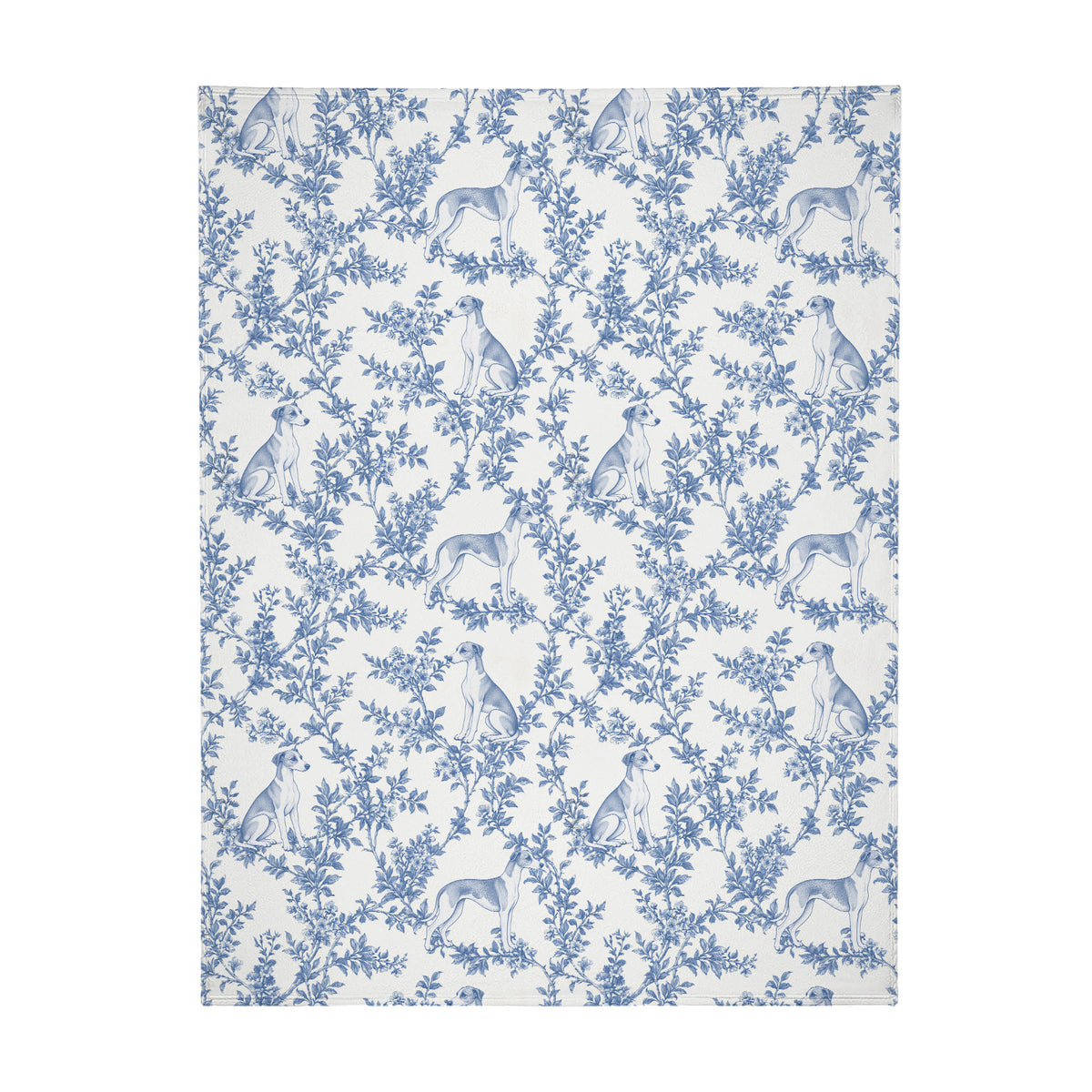 Whippet toile de Jouy blanket - Blue Blanket Flat