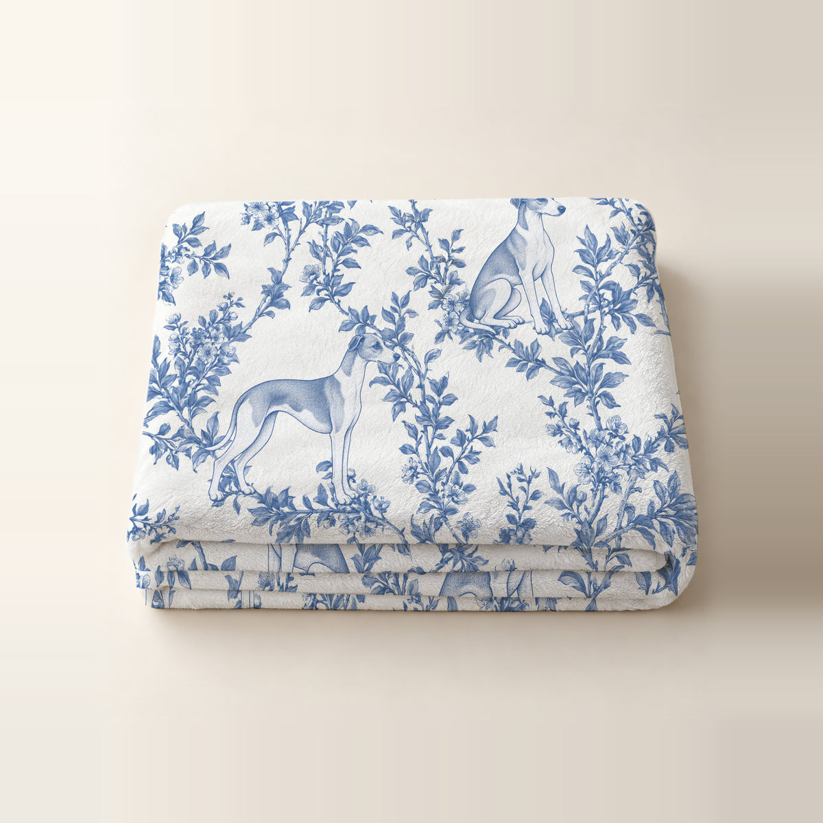 Whippet toile de Jouy blanket - Blue Blanket Folded Studio