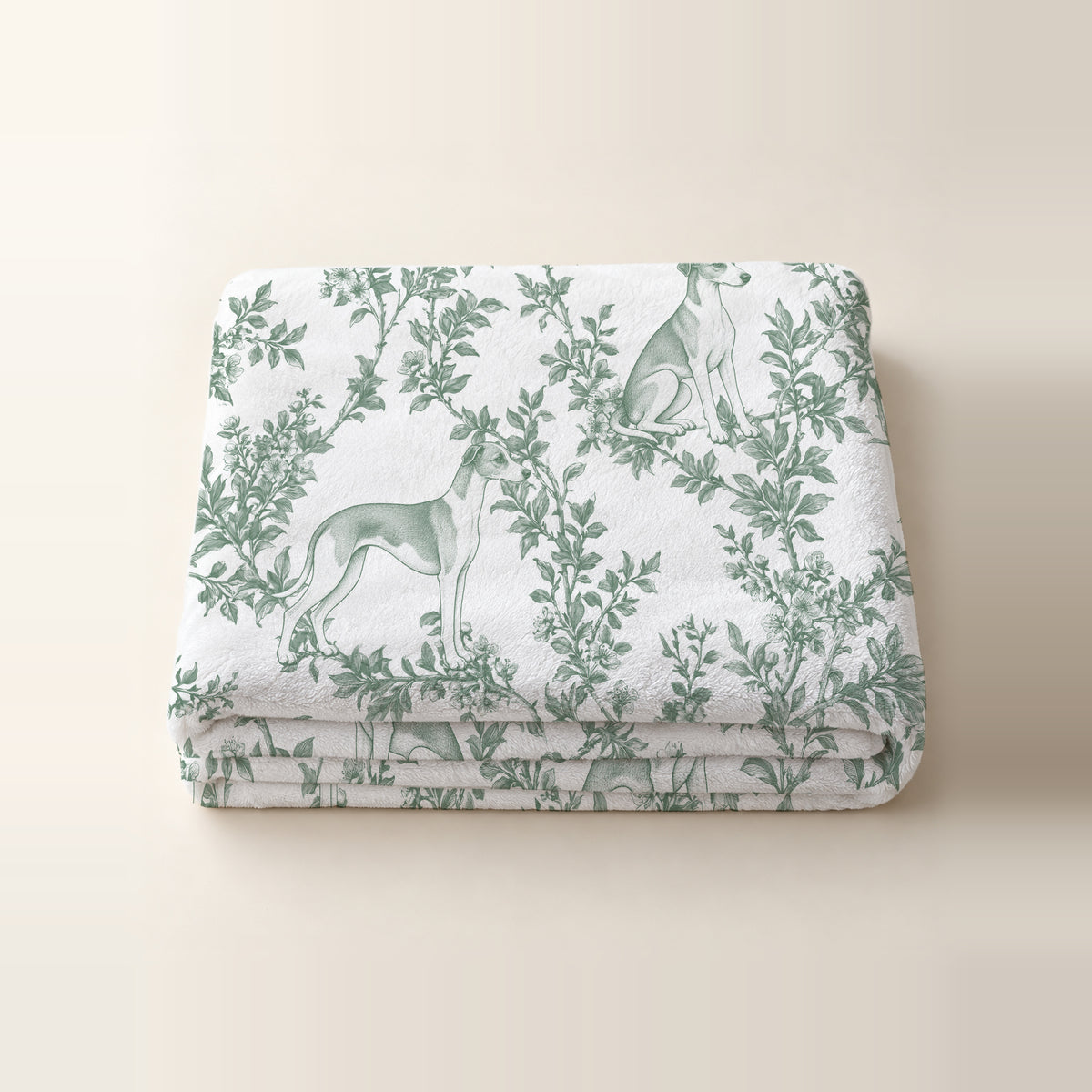 Whippet toile de Jouy blanket - Green Thumbnail