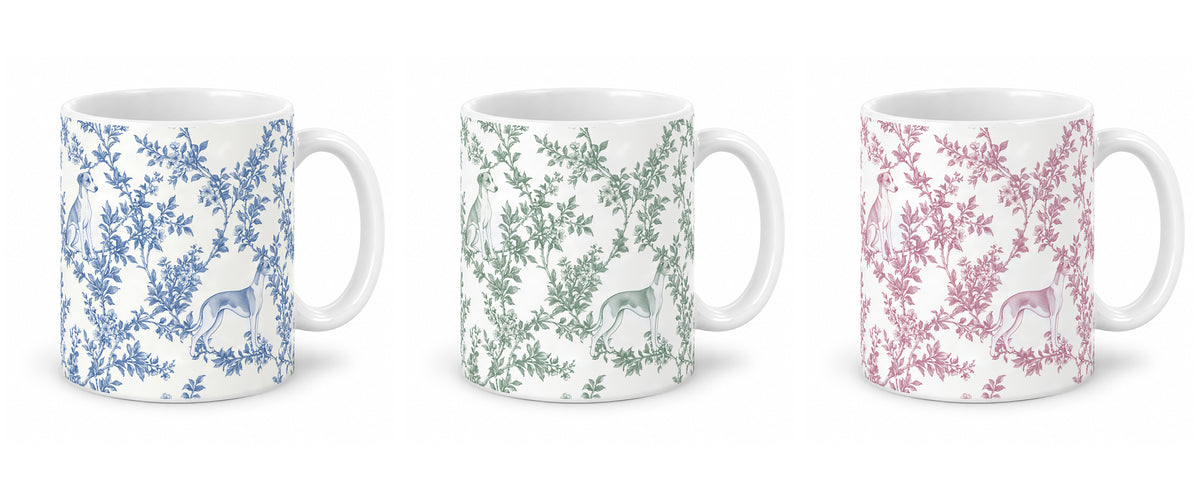 Whippet toile mug — Three Colors