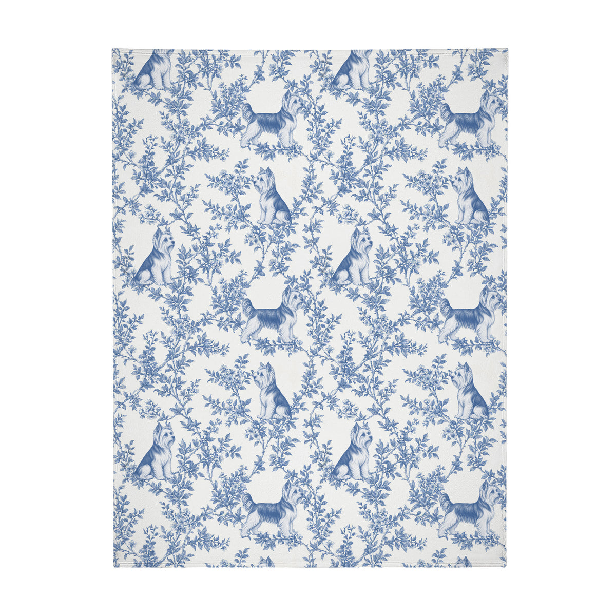 Yorkshire Terrier toile de Jouy blanket - Blue Blanket Flat